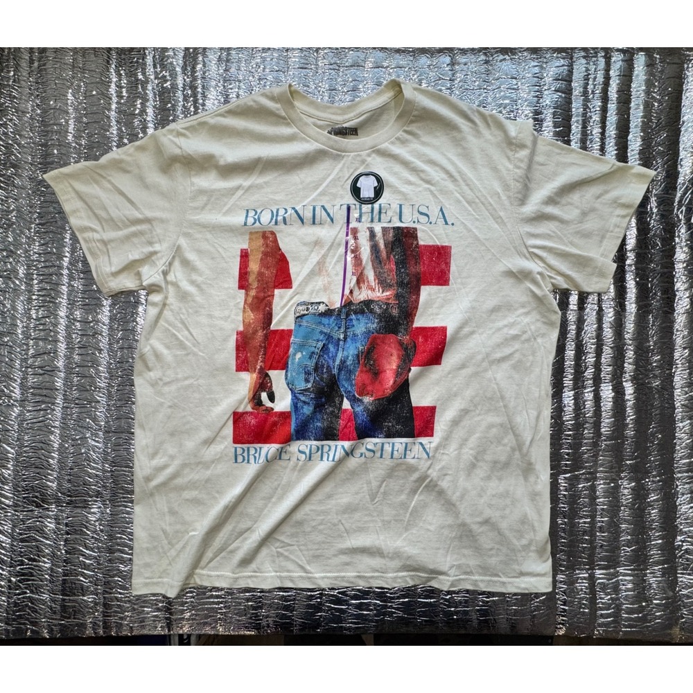 Bruce Springsteen Born In The USA Graphic T-Shirt XL Cream Rock Band Tee